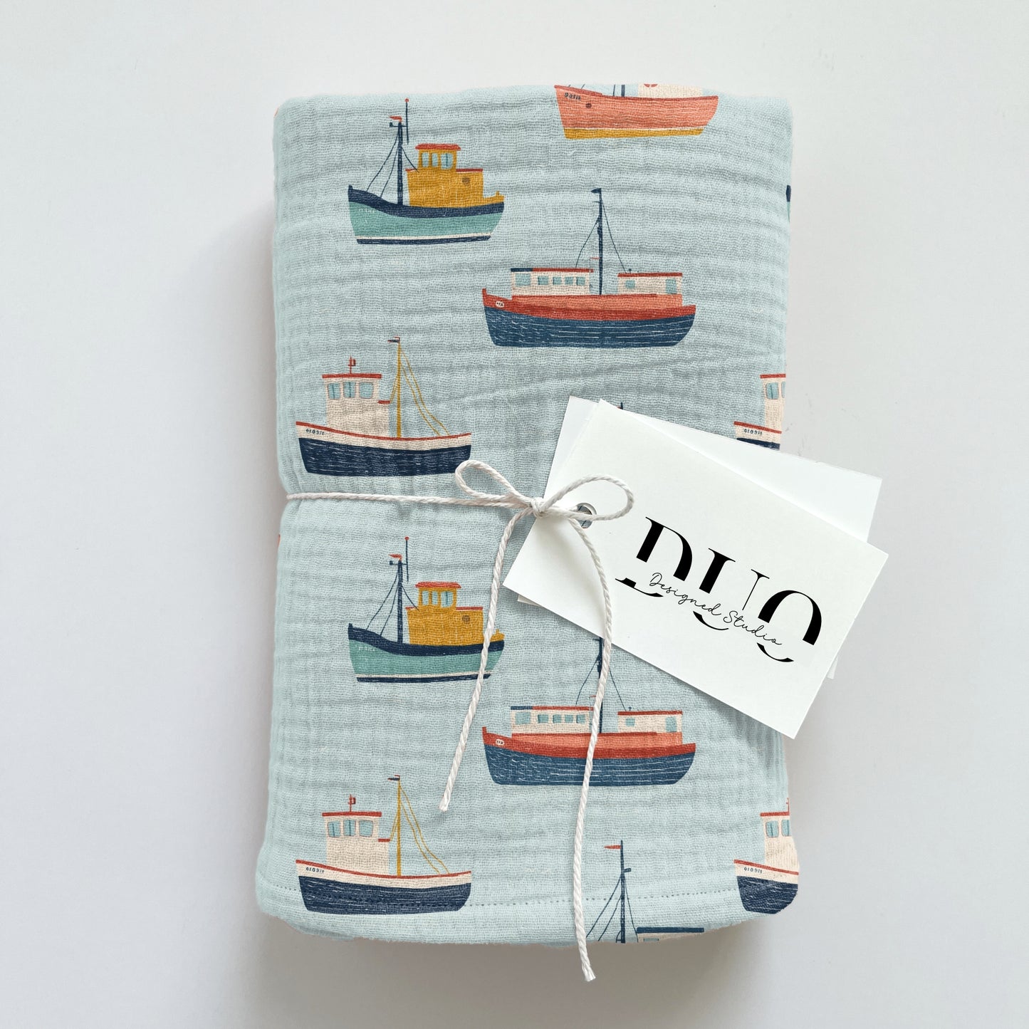 Fishing Boats on Blue Digital Seamless Pattern