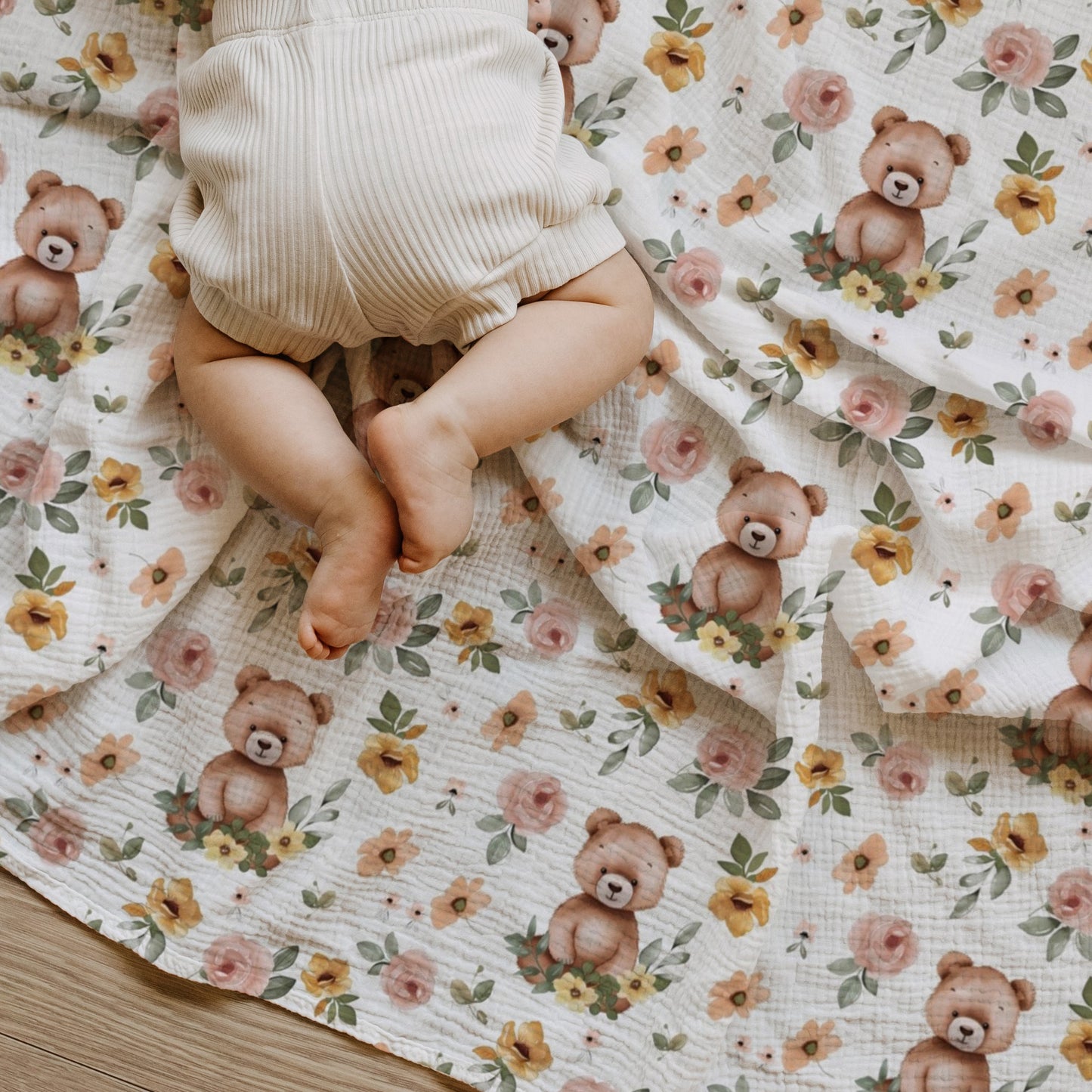 Floral Bear Digital Seamless Pattern