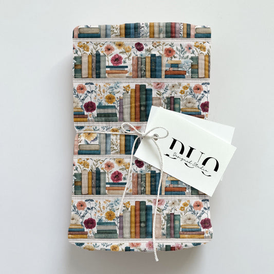 Floral Bookshelves Digital Seamless Pattern