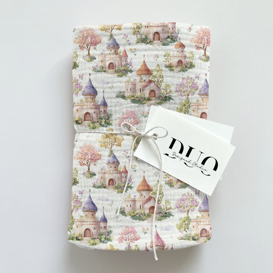 Floral Castles Digital Seamless Pattern