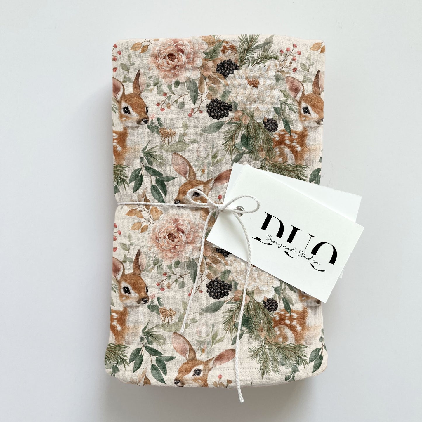 Floral Deer Woodland Digital Seamless Pattern