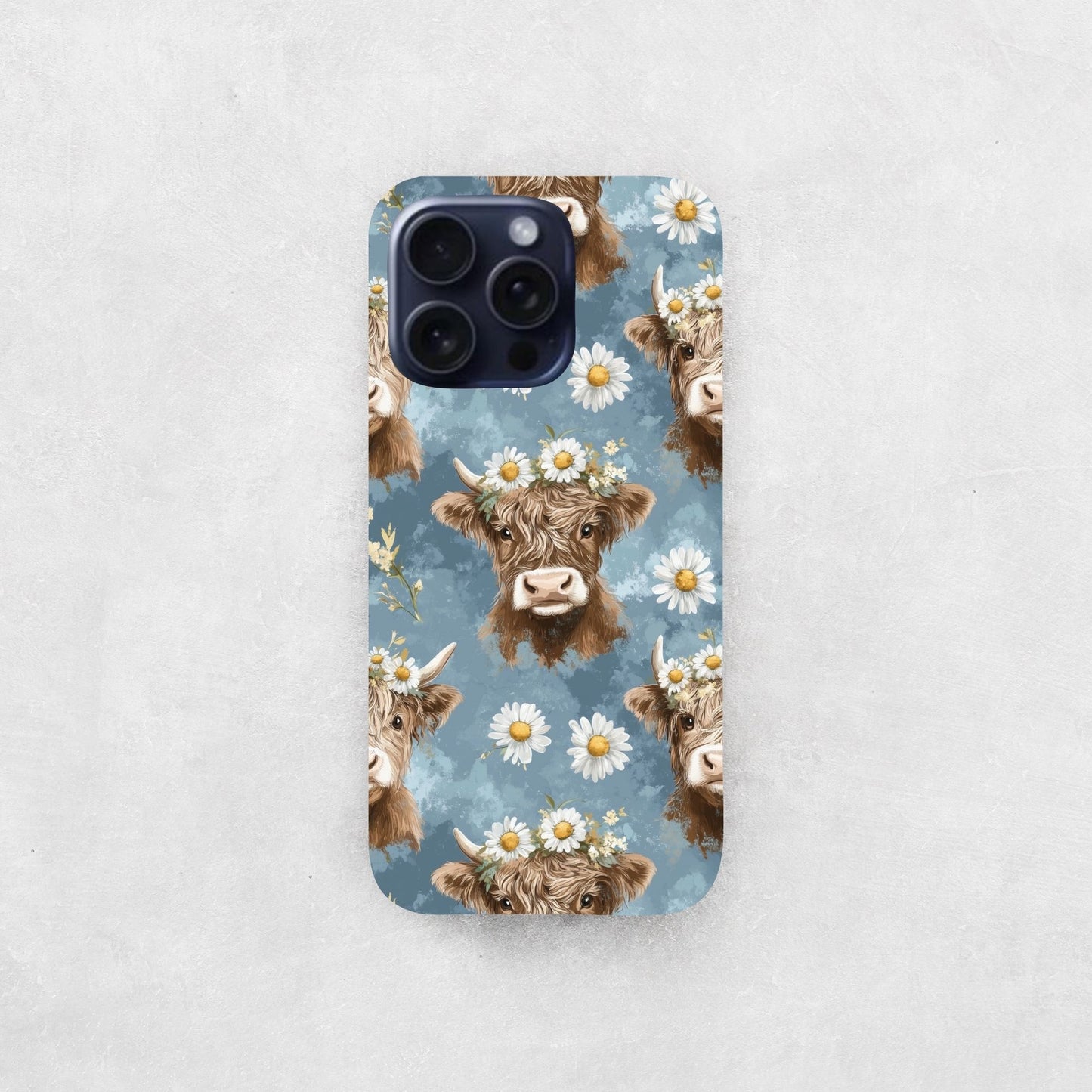 Floral Denim Cow Digital Seamless Pattern