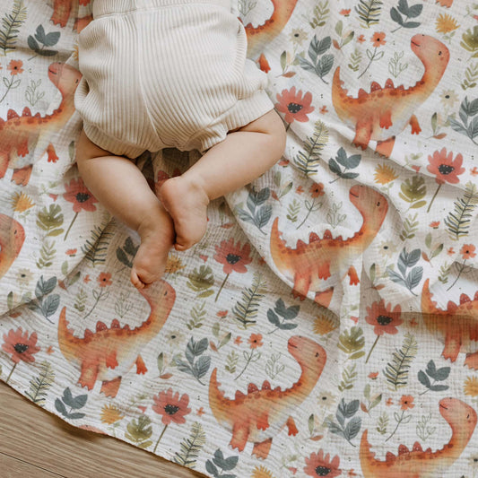 Floral Dinosaur Digital Seamless Pattern