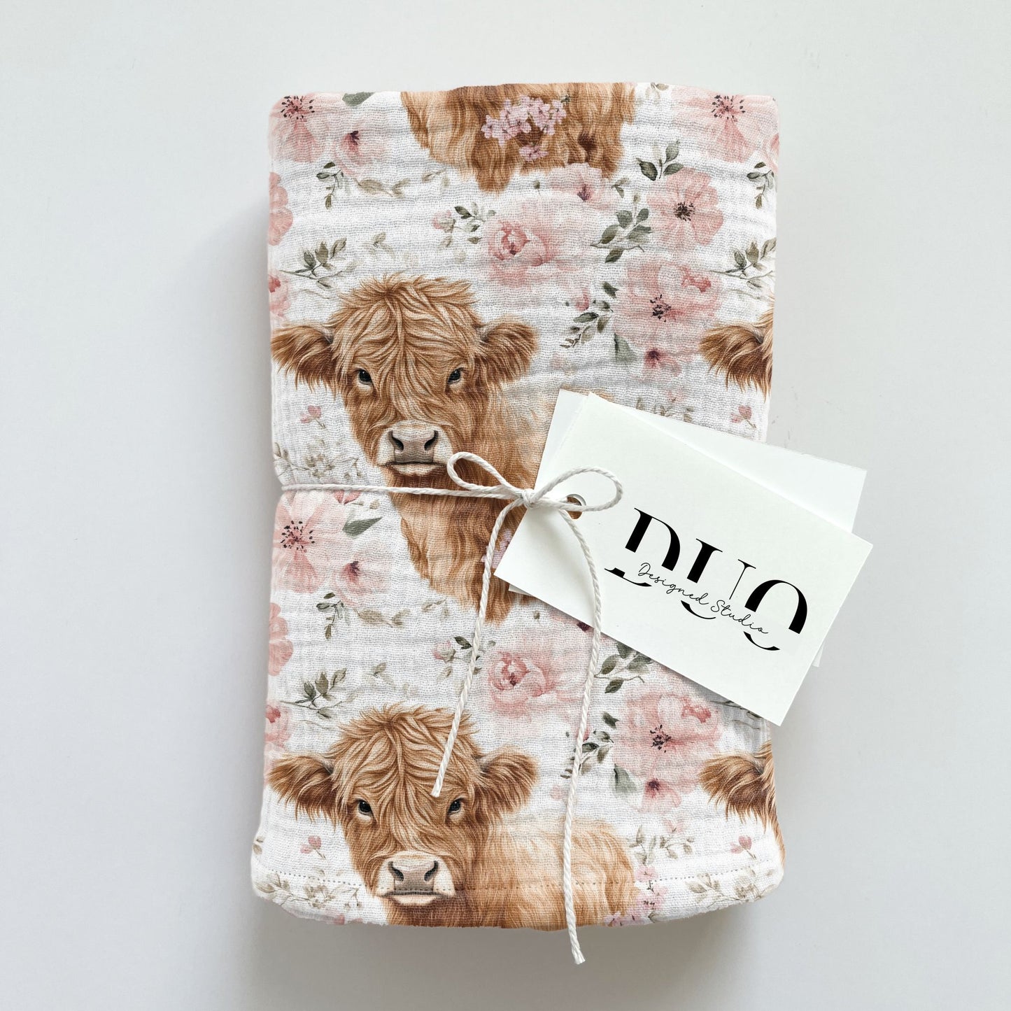 Floral Highland Cow Digital Seamless Pattern