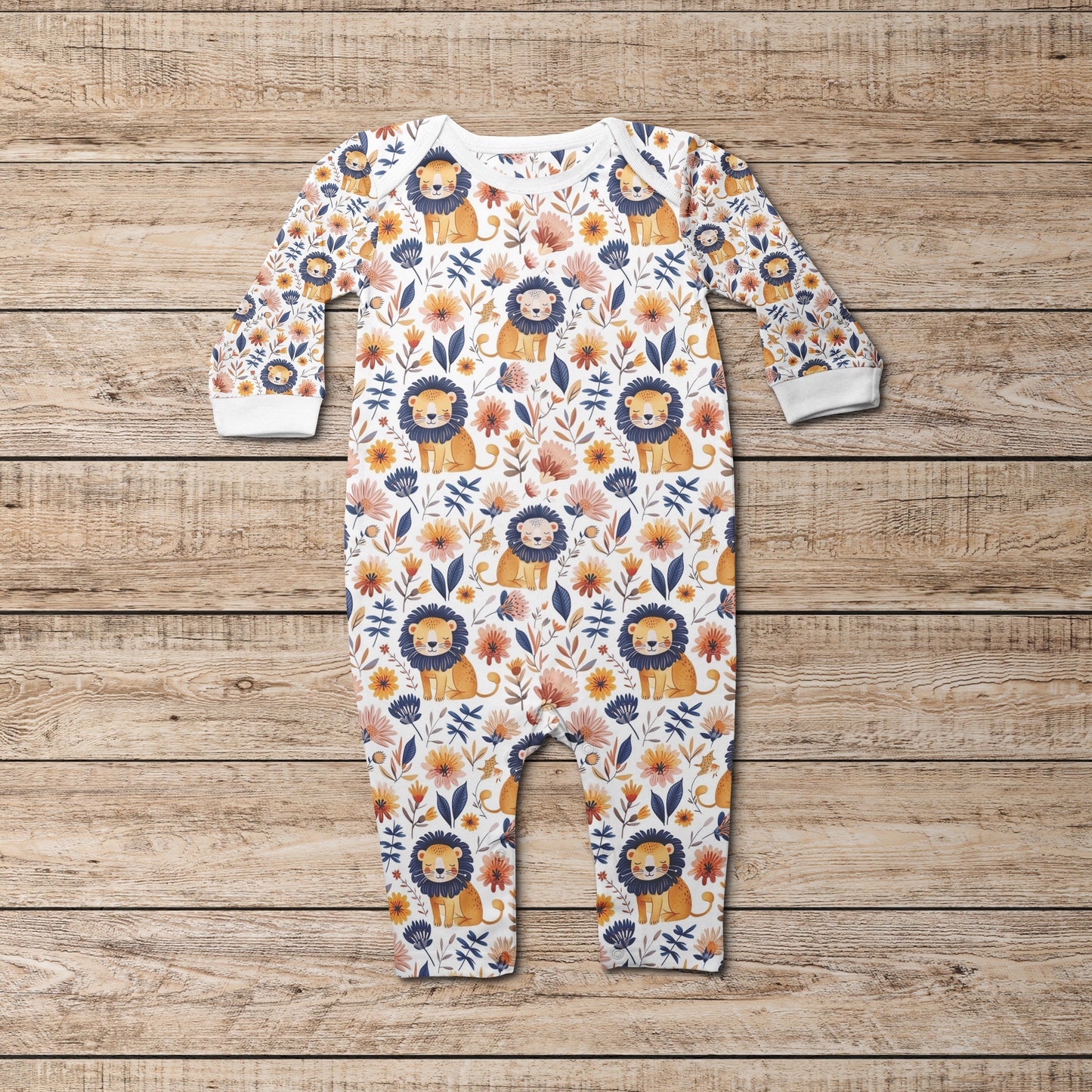 Floral Lion Digital Seamless Pattern