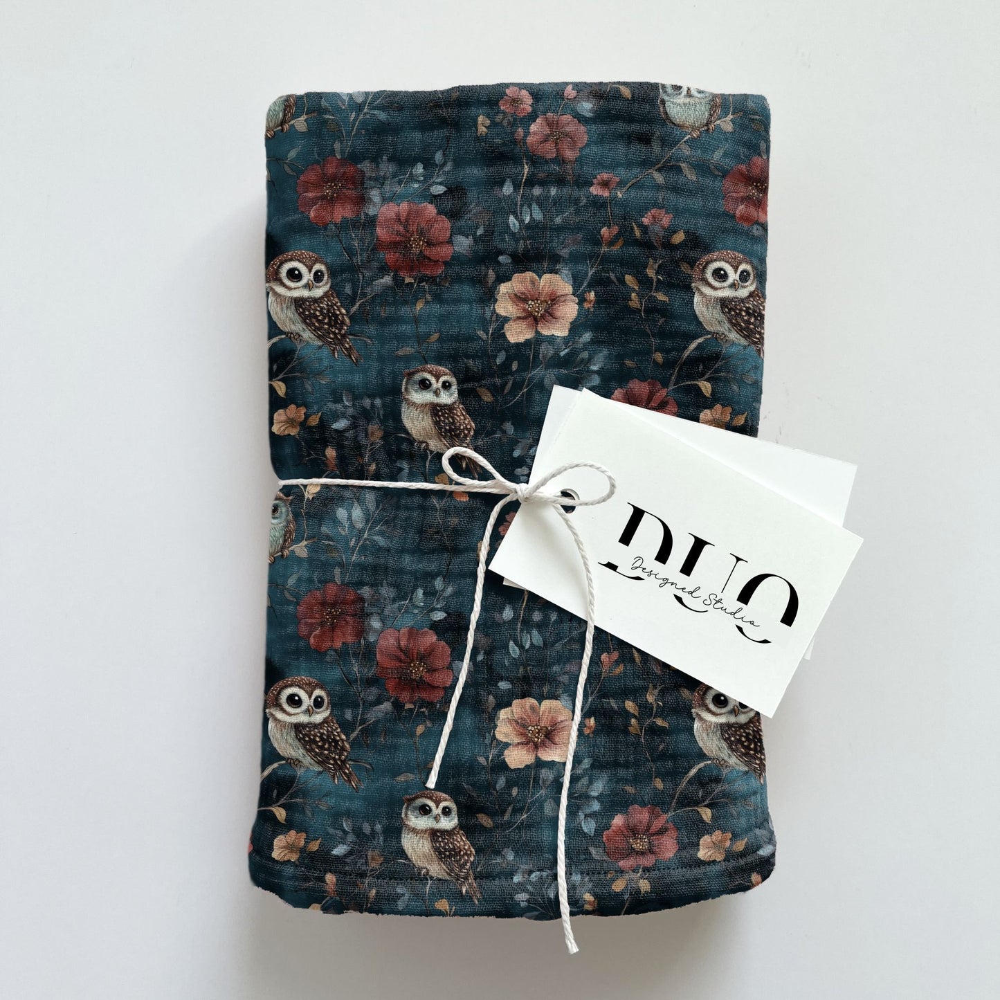 Floral Night Owls Digital Seamless Pattern