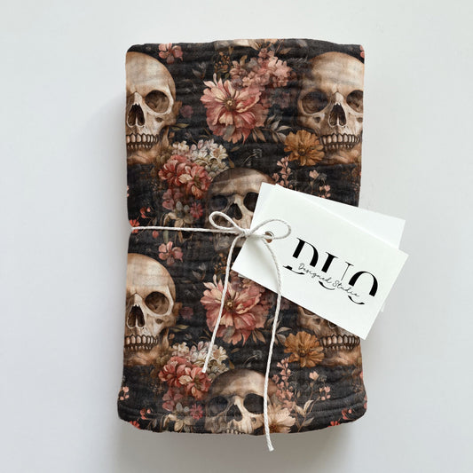 Floral Skulls Digital Seamless Pattern