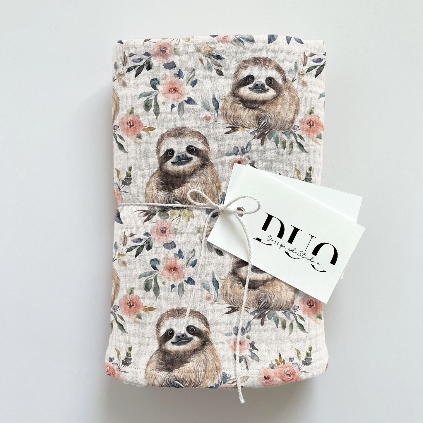 Floral Sloth Digital Seamless Pattern