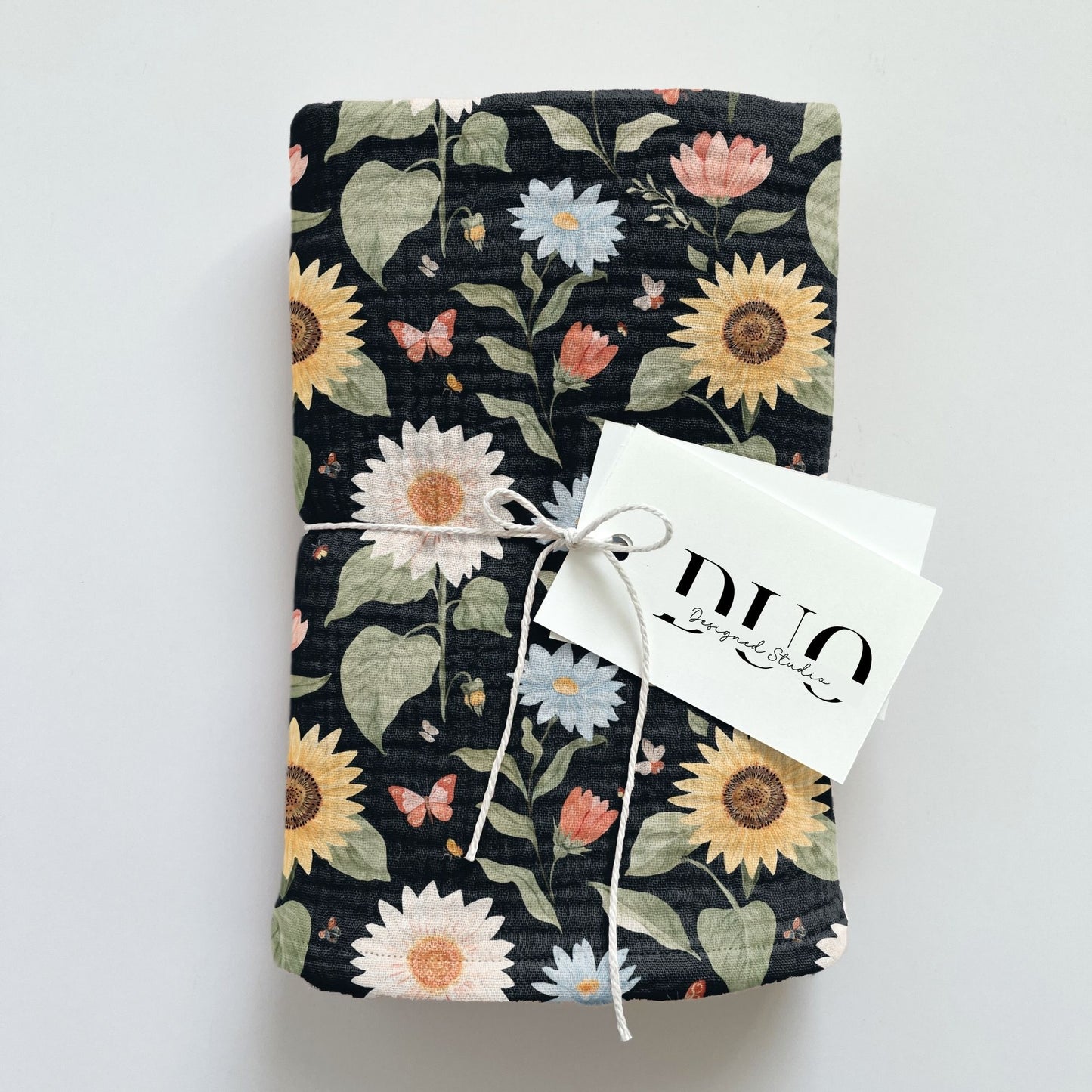 Floral Sunflower Butterflies Digital Seamless Pattern