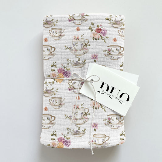 Floral Tea Time Digital Seamless Pattern