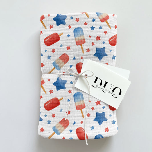 4th July Popsicles White Digital Seamless Pattern