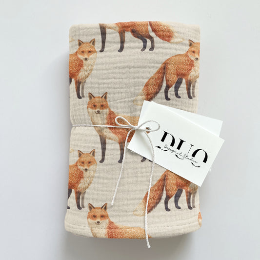 Fox on Beige Seamless Pattern