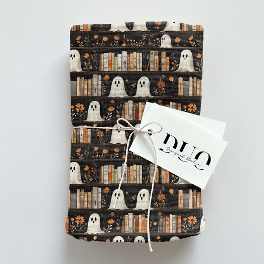 Spooky Bookshelves Digital Seamless Pattern