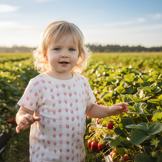 Gingham Strawberries Digital Seamless Pattern