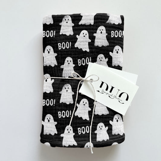 Ghosts Halloween Black Digital Seamless Pattern