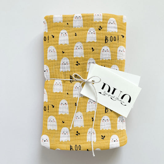 Ghosts Halloween Yellow Digital Seamless Pattern