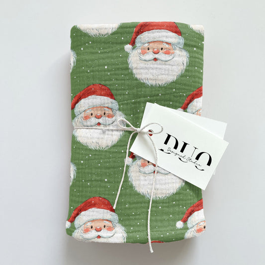 Bright Green Santa Claus Digital Seamless Pattern