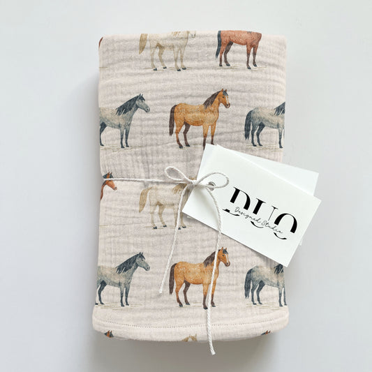 Horses on Cream Digital Seamless Pattern