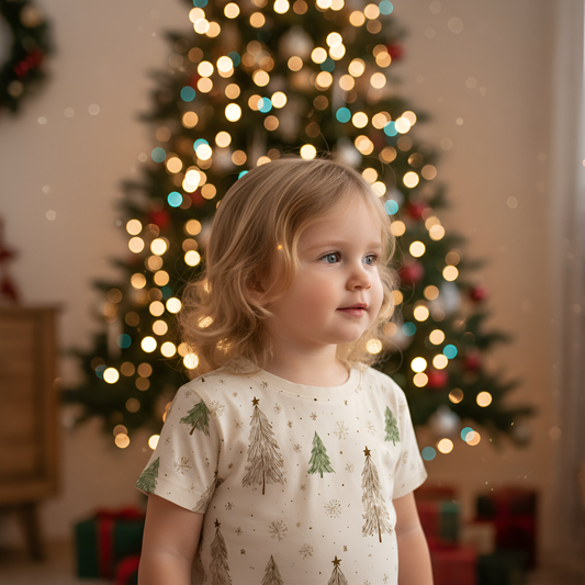 Autumn Christmas Trees Digital Seamless Pattern