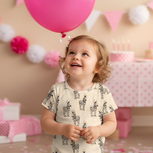 Baby Birthday Zebras Digital Seamless Pattern