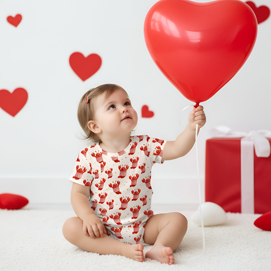 Cute Love Lobsters Digital Seamless Pattern