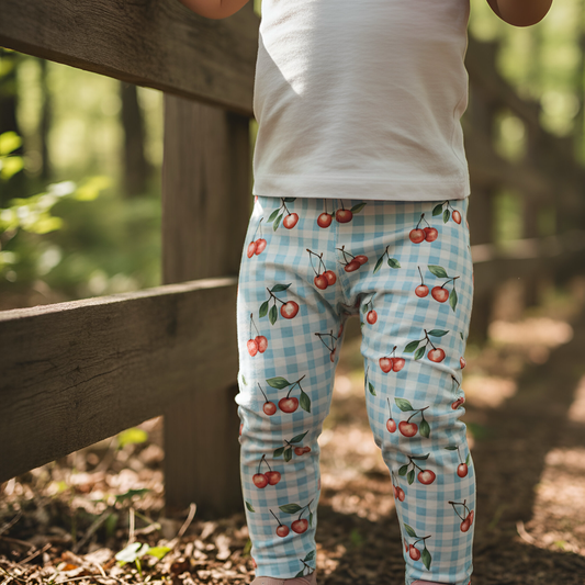 Gingham Cherries Digital Seamless Pattern