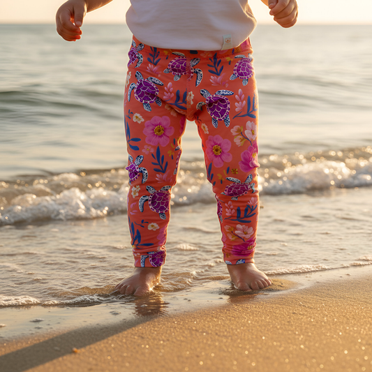 Purple Turtles on Coral Digital Seamless Pattern