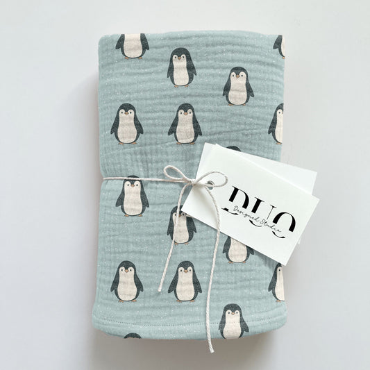 Icy Penguins Digital Seamless Pattern