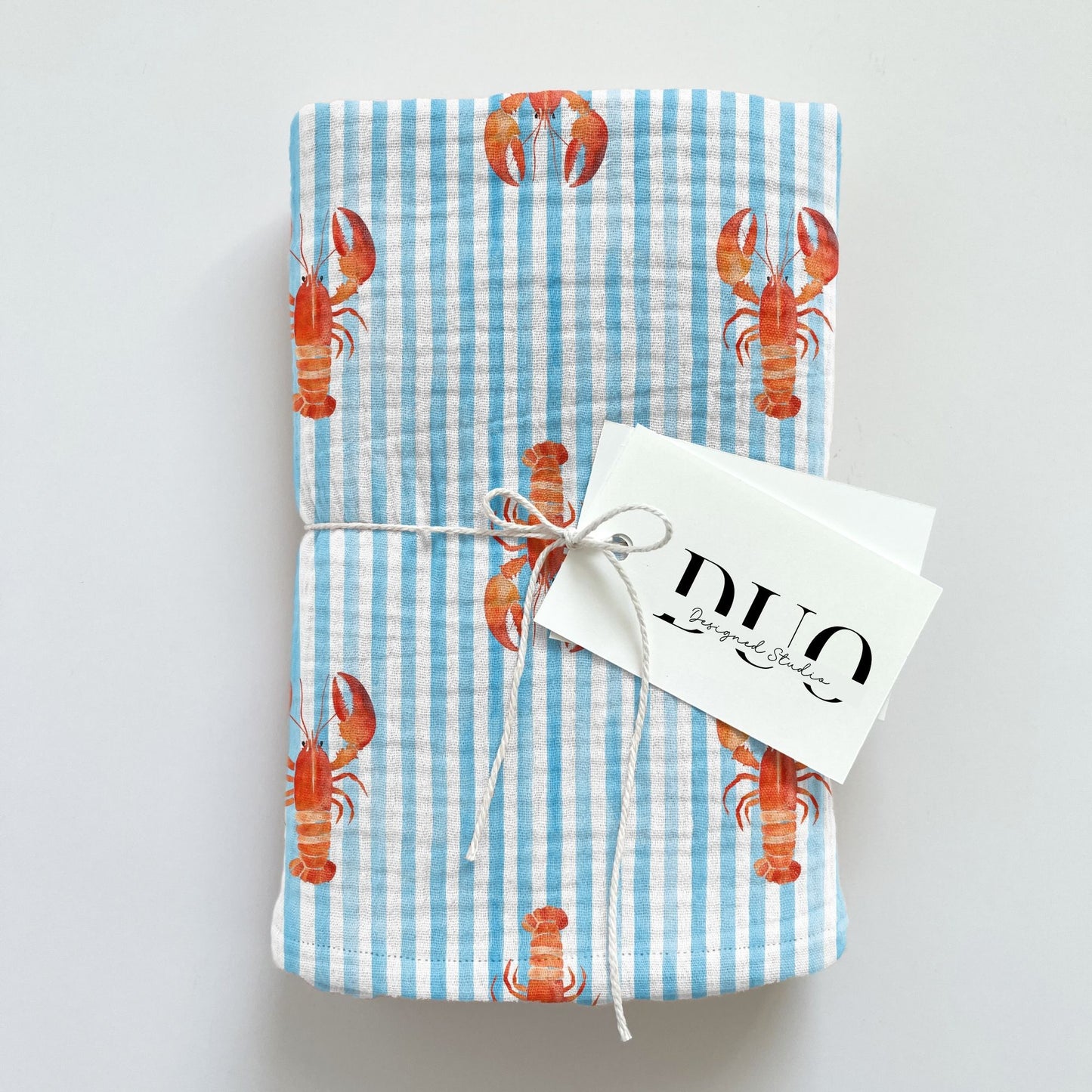 Lobsters Stripes Turquoise Digital Seamless Pattern