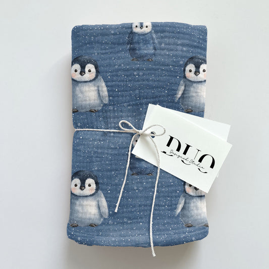Midnight Snow Penguins Digital Seamless Pattern