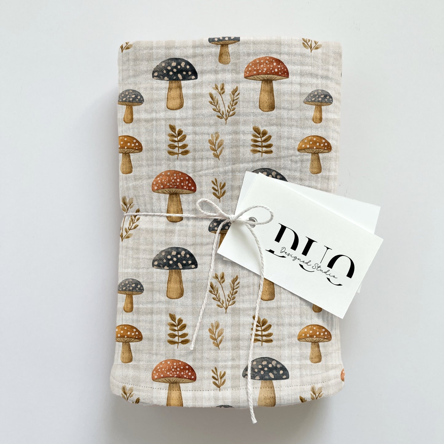 Mushrooms on Linen Digital Seamless Pattern
