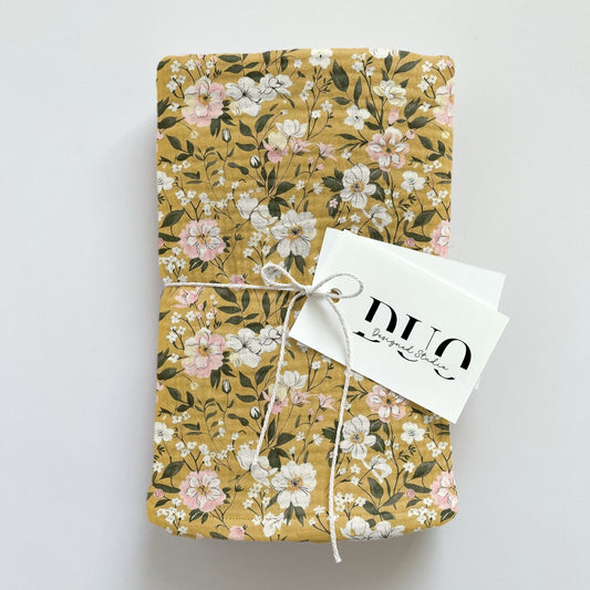 Mustard Pink Flowers Digital Seamless Pattern
