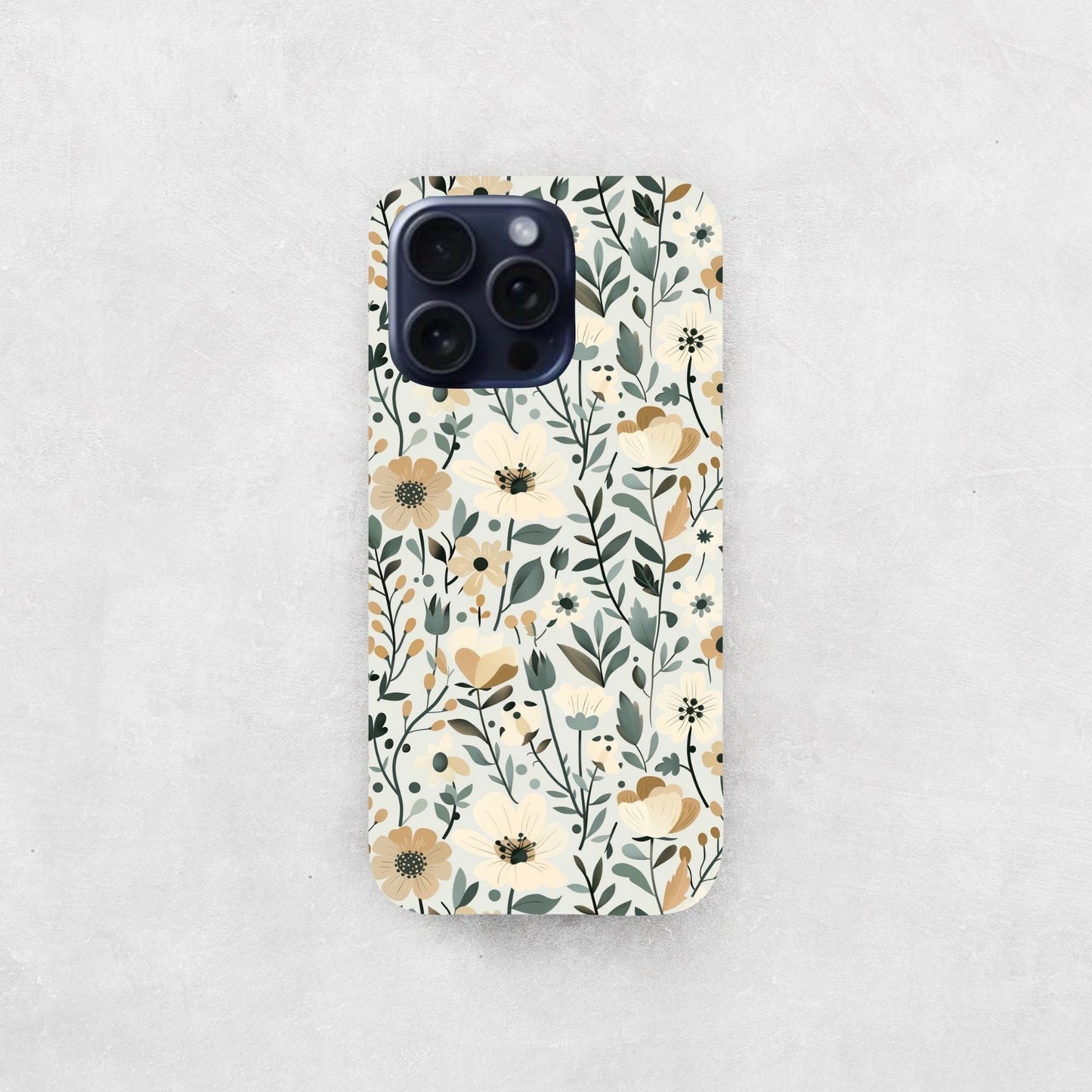 Muted Coffee Cream Floral Field Digital Seamless Pattern