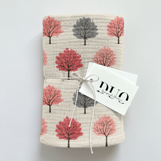Neutral Cherry Blossom Trees Digital Seamless Pattern