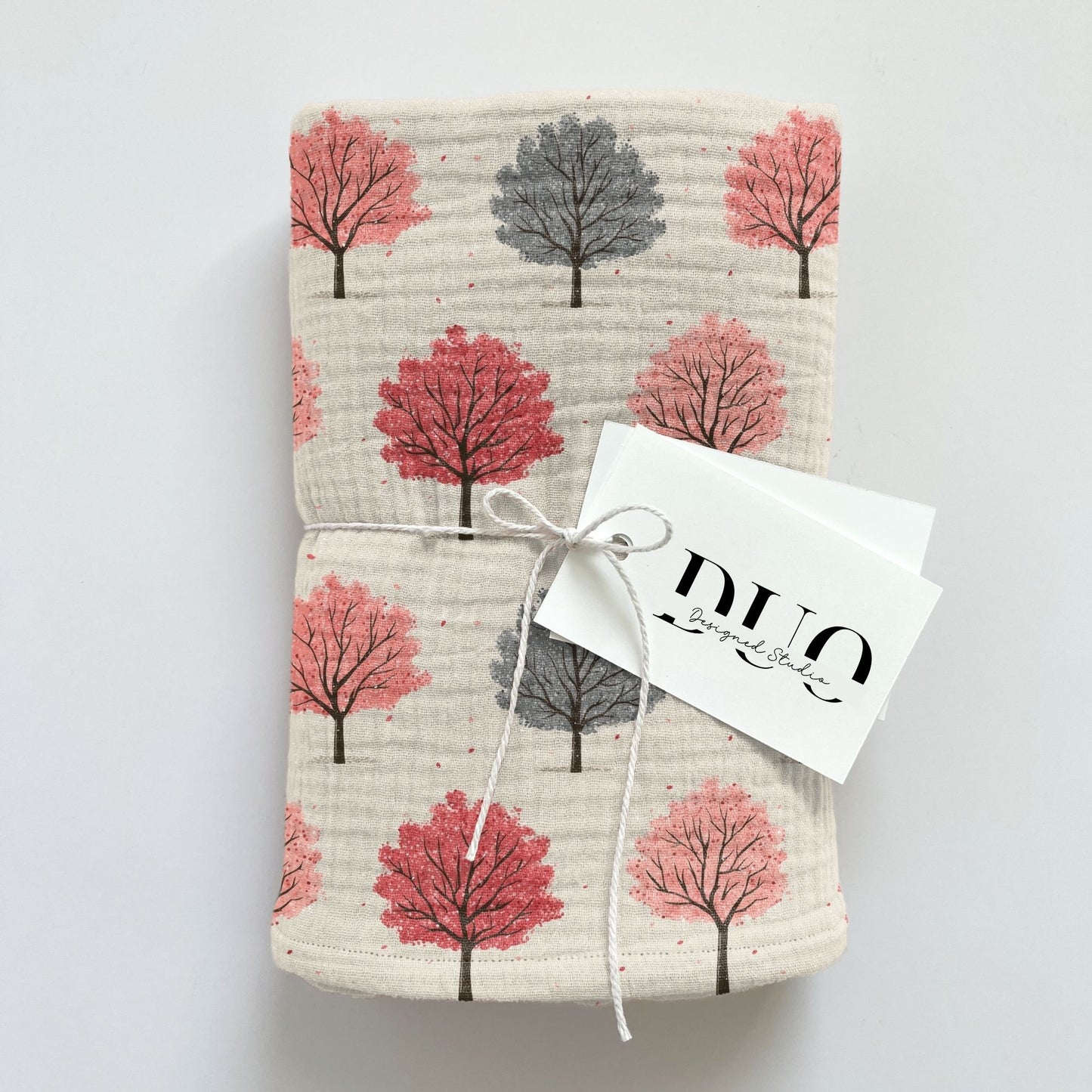 Neutral Cherry Blossom Trees Digital Seamless Pattern