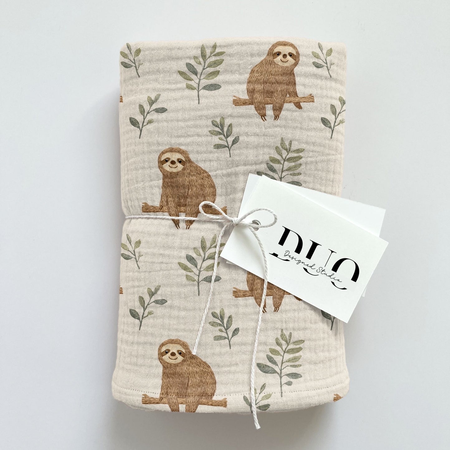 Neutral Sloths Digital Seamless Pattern