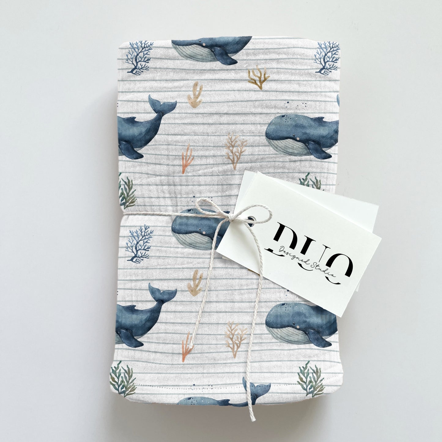Ocean Whale Stripes Digital Seamless Pattern