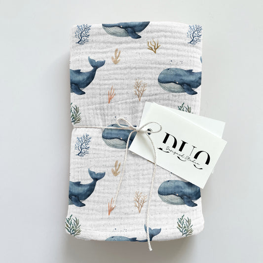 Ocean Whale White Digital Seamless Pattern