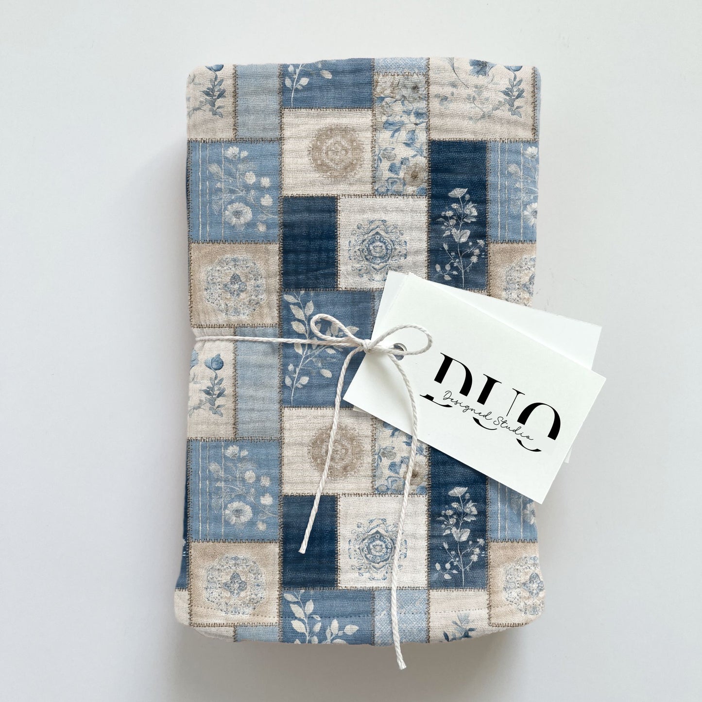 Pastel Blue Patchwork Digital Seamless Pattern
