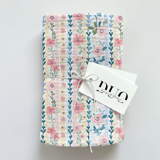 Pastel Floral Stripes Digital Seamless Pattern