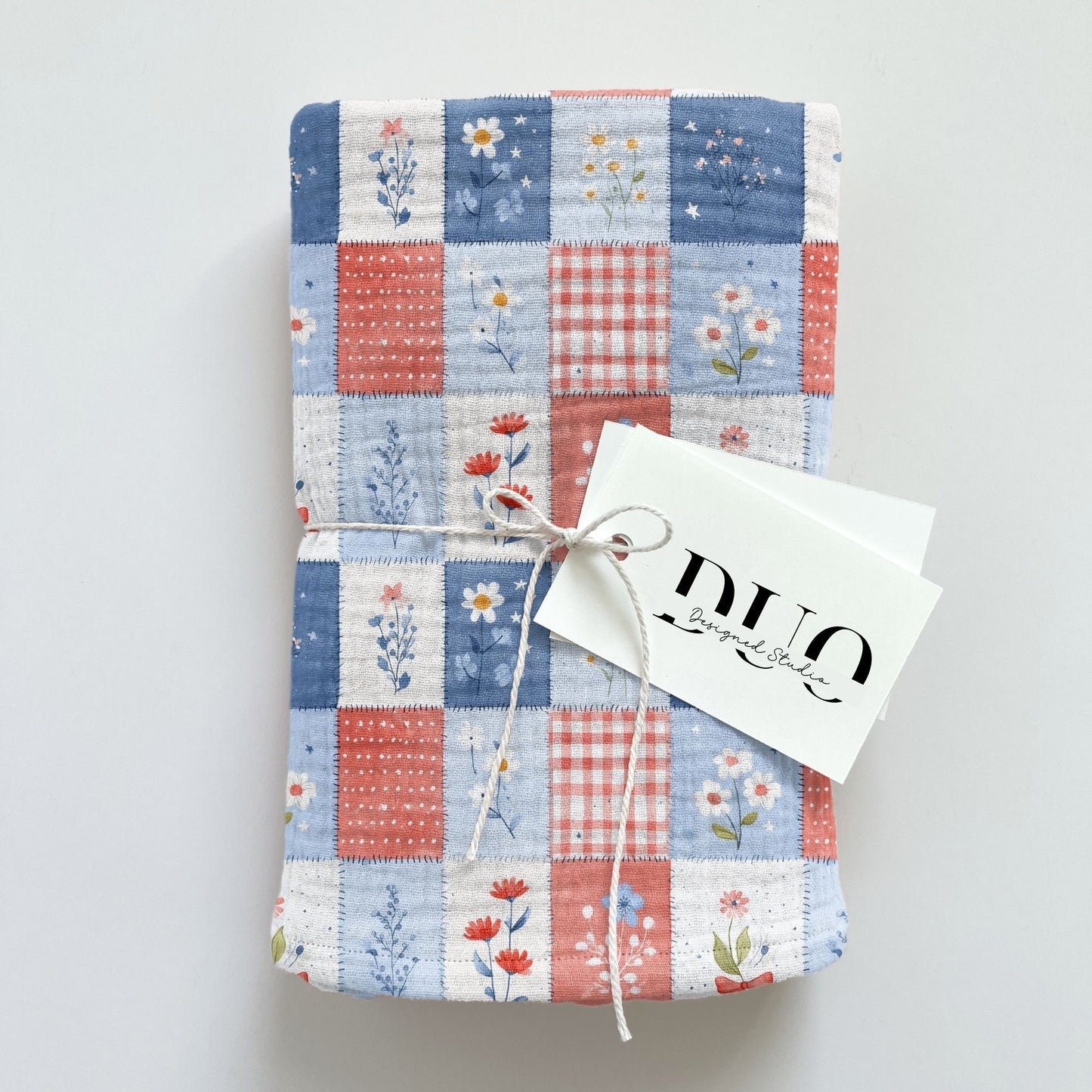 Patriotic Floral Patchwork Digital Seamless Pattern