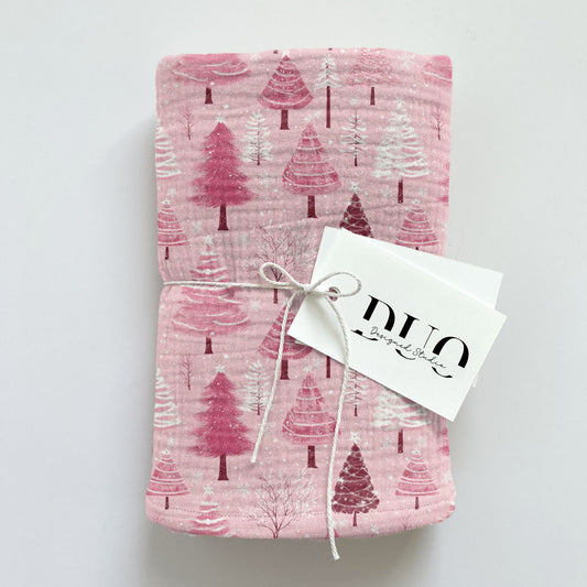 Pink Christmas Trees Digital Seamless Pattern