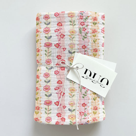 Pink Doodle Daisy Stripe Digital Seamless Pattern
