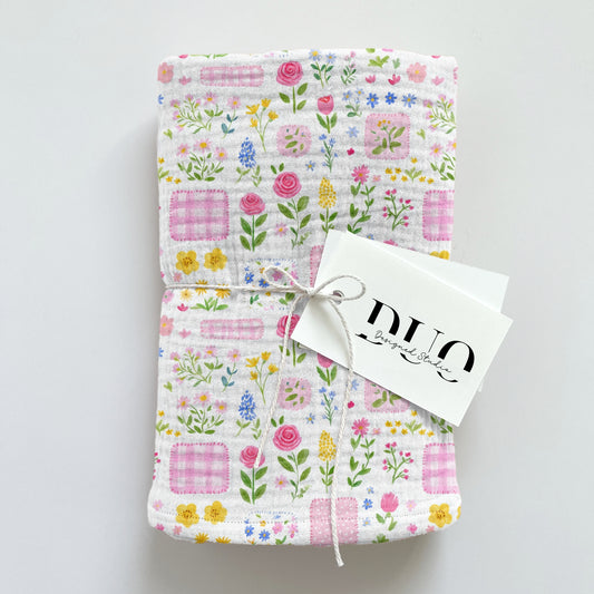 Pink Floral Patches Digital Seamless Pattern