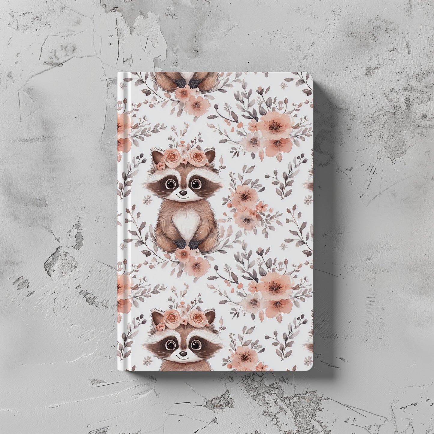 Pink Floral Racoons Digital Seamless Pattern