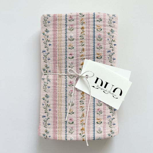 Pink Floral Stripes Digital Seamless Pattern