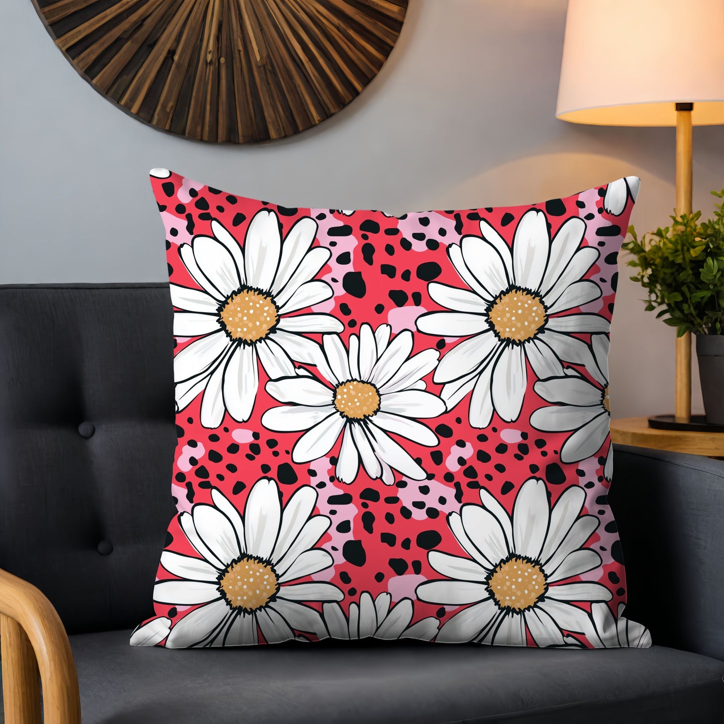 Pink Leopard Print Daisies Digital Seamless Pattern