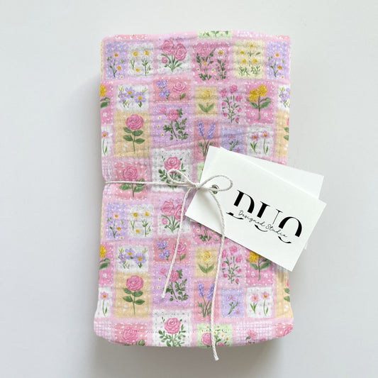 Pink Rose Lavender Patchwork Digital Seamless Pattern