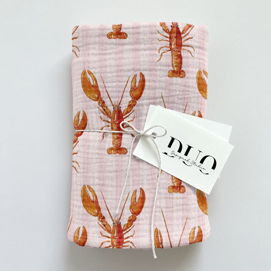 Pink Striped Lobster Digital Seamless Pattern