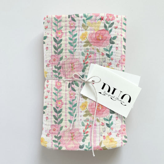 Preppy Pastel Floral Stripes Digital Seamless Pattern